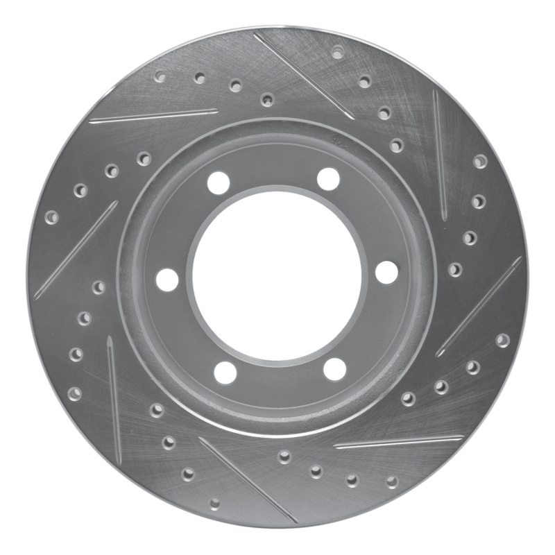 Toyota 4Runner Brake Rotor (1) - Front Left - R1 Concepts - Drilled & Slotted - Silver - `95-`04